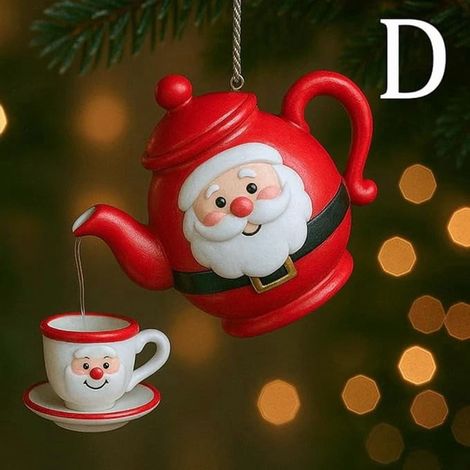 Teapot Ornament - Vintage Christmas Tea Pot Decor With Pouring Tea Effect - Festive Home Decoration - 1 Piece (1/3)