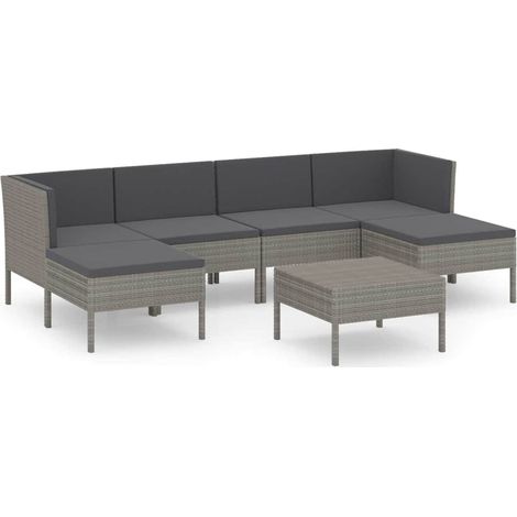 Maison Exclusive - Set Divani da Giardino 7 pz con Cuscini in Polyrattan Grigio (1/5)