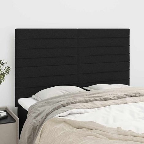 vidaXL Cabecero de cama de tela negro 144x5x118/128 cm (1/5)