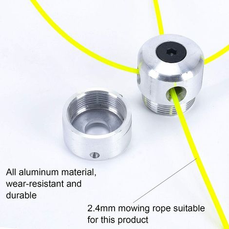 Motorsensenkopf aus Aluminium, Universal-Motorsensenkopf, Motorsensenkopf mit 4 Motorsensenköpfen aus Nylon, Doppelspule für Motorsensen und Rasentrimmer (1/4)