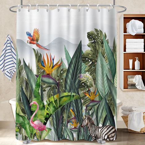 Voile de douche fluide en polyester 180x180 Évasion rideau séchage rapide pour éviter les moisissures dans une pièce humide (1/5)