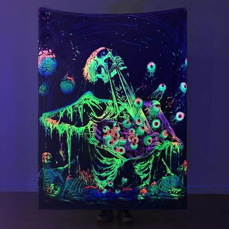 Couverture d'Halloween - Couverture d'Halloween en peluche - Décoration d'Halloween douce et confortable en flanelle grise pour canapé, lit ou salon - 127 x 152 cm - Style 14