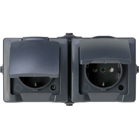 Kopp 137015003 Feuchtraum-Schalterprogramm Steckdose mit Klappdeckel Nautic Anthrazit 1 St. (1/2)