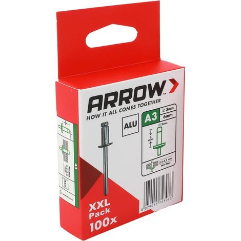 Arrow Blindniete Typ RA Ø 3 x 6 mm Aluminium 100 Stück (1/3)