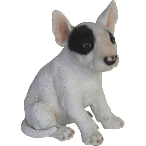 Esschert Design Hundewelpe Bullterrier Weiß sitzend 18 cm - Polyresin