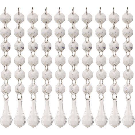 Lot 10 pièces 6+1 diamants acryliques, décoration mariage cristal gemmes suspendues (1/4)