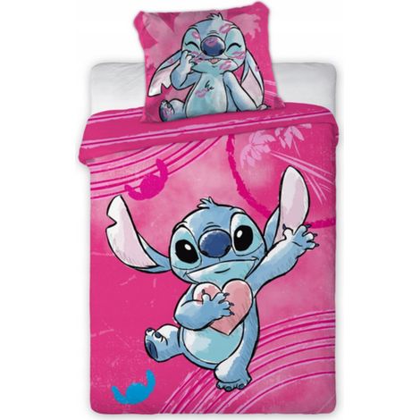Ensemble de literie pour enfant Stitch, rose 100 % coton, 100 x 135 (1/3)