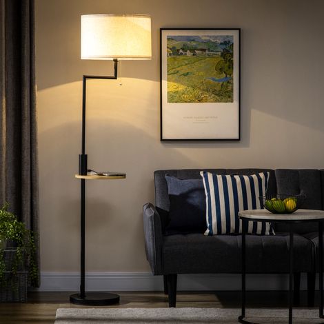 Lampadaire avec étagère et port USB en acier, Ø40 x 168 cm, E27 40 W (1/5)