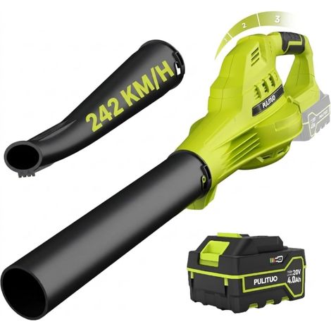 Souffleur de Feuilles sans Fil avec Batterie 4000 mAh et Chargeur, 242 km/h, Souffleur Batterie Léger, 3 Vitesses Réglables, Souffleur Électrique Compact pour Feuilles, Poussière, Jardin et Maison (1/5)
