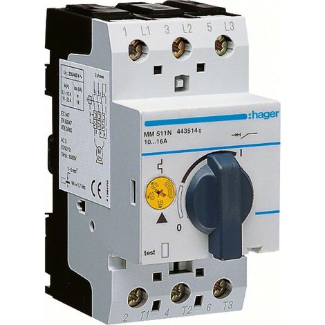 Disjoncteur moteur 10.0-16.0 A P 4-7.5 kW AC3 230-400 V 2.5 M IEC 947 HAGER MM511N