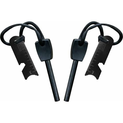 Pierre à Feu de Survie,Allume Feu avec Grattoir, Waterproof, 10,000 Etincelles à 3,000 Degrés, Barre 8 mm, Fire Steel en Magnesium - Fire Starter,Lanière de Cou,Grattoir Multi-Outils(2 pièces)