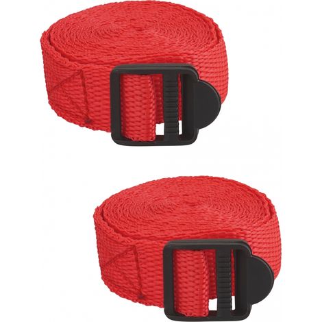 Set di 2 cinghie per valigia, 1.80m con fibbia in plastica, rosso - THIRARD