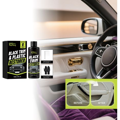 Schwarzer Kunststoff-Innenraumreiniger, schwärzt effektiv und entfernt Oxidation – 100 ml, Handschuhe, Schwamm -- BIEMMEDUE (1/5)