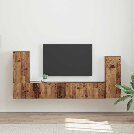 Conjunto de mueble de TV 4 pcs Madera envejecida
