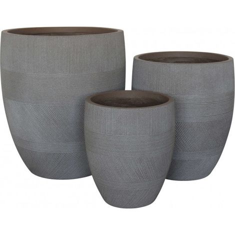 Set di 3 vasi Papavero in Fibra sintetica Taupe (1/3)