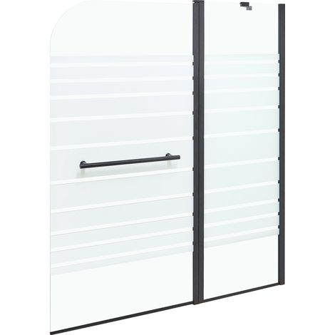 Paroi de Douche Minimaliste en Verre Trempé avec Porte 140 x 120 cm Noir Tuapi