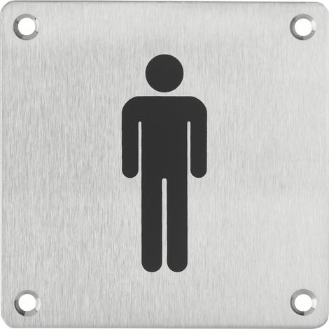 Cartello toilette per uomo, da avvitare, targa in acciaio inossidabile spazzolato, marcatura nera, 100x100mm - THIRARD (1/2)