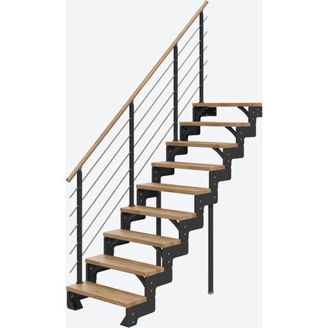 Dolle Modultreppe Gardentop Innen Eiche 9 Stufen 162-198cm Geschosshöhe 75cm Stufenbreite inkl. Geländer (1/4)