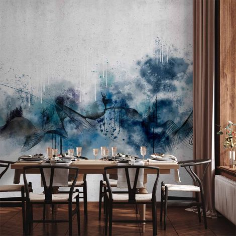 Fototapete – Abstrakte Welle – minimalistische Komposition mit blauem Muster