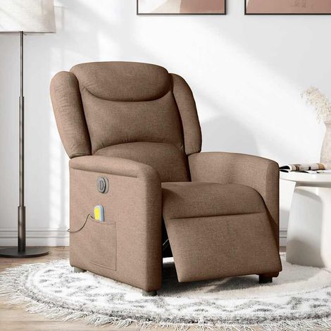 Maison Exclusive - Massagesessel Elektrisch Braun Stoff (1/5)