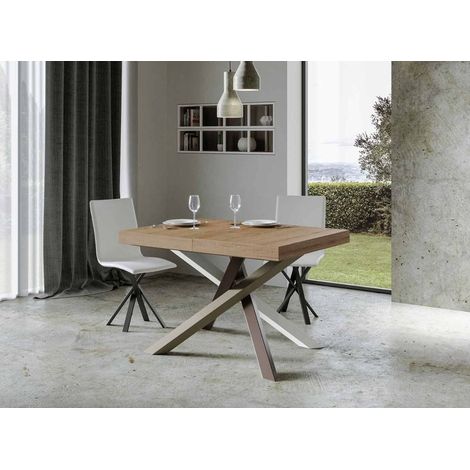 Table extensible 4 à 10 personnes chêne naturel et pieds entrelacés 4 couleurs L 130 à 234 cm Artemis (1/5)