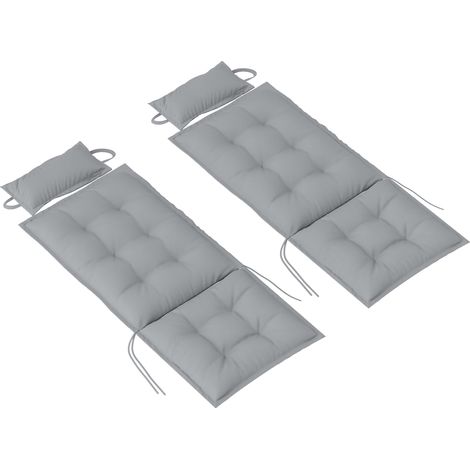 Lot de 2 coussins pour transats, déperlants, pour transats de jardin, 50 x 116 x 5 cm, gris clair (1/5)