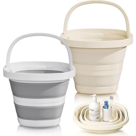 Seau Pliable - 10 Litres - Rectangulaire Avec Poignée - Pour Camping Jardinage Lavage Voiture - Lot De 2 (1/5)