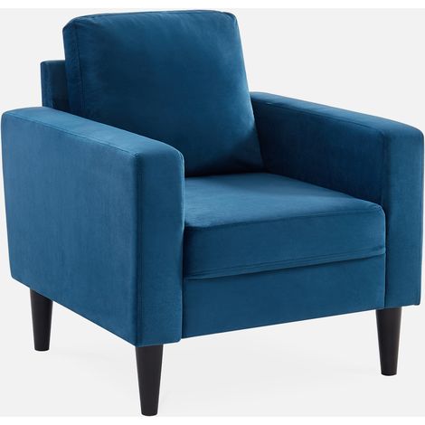 Sillón vintage de terciopelo con patas de madera