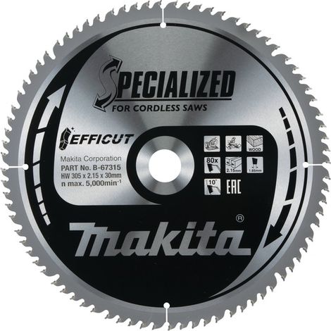 Lama troncatrice Makita per legno diametro 305 mm x 30 mm 80 denti B-67315