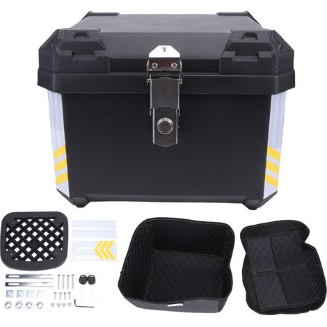 Boîtier supérieur de moto 45l avec serrure, plaque de base en PU, étanche, coffre arrière détachable pour la plupart des cadres (1/5)