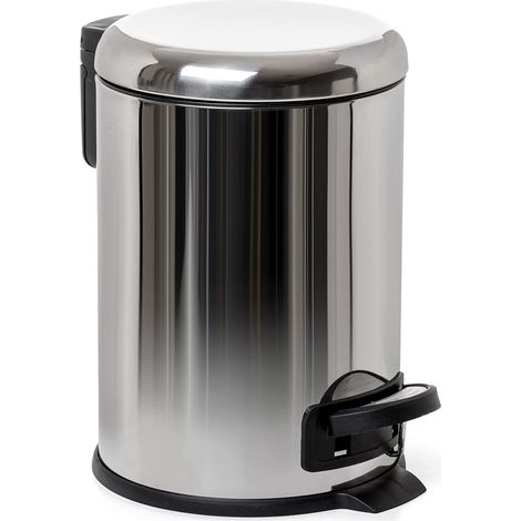 TATAY Cestino da Bagno con Pedale in acciaio inossidabile con pedale, Capacità 3L, Interno rimovibile, Chiusura ammortizzata, Senza BPA, Colore metallico. Misure 17,5 x 22,5 x 25 cm (1/4)