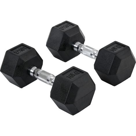 Matériel de musculation Ensemble d'haltères hexagonaux noirs 10kg pour musculation à domicile, set de 2 (1/5)