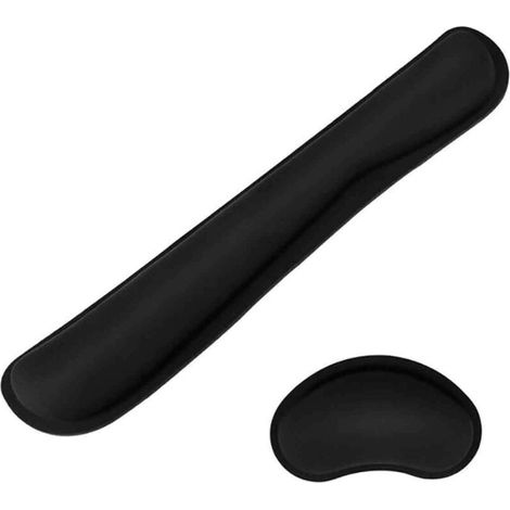 Repose-poignet et support de clavier ergonomique en mousse à mémoire de forme – Lot de 2, noir, 45 x 15 cm