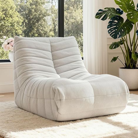 Bean Bag Chaise de Salon Style Togo avec Mousse à mémoire de Forme - Canapé géant pour Adulte - Canapé de Sol Confortable pour Salon, Chambre à Coucher, Jeux et Bureau - Beige (1/5)