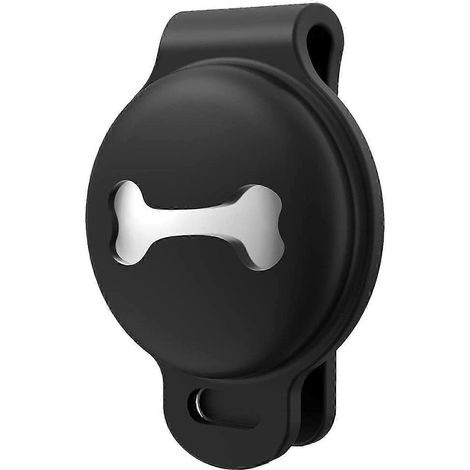 Étui de protection en silicone pour collier AirTag de chien ou chat : anti-rayures, léger et sécurisé, noir. (1/5)
