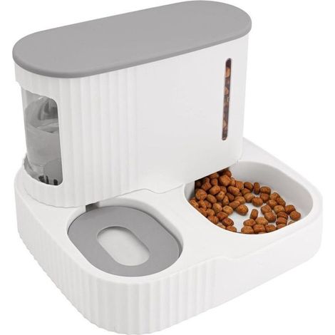 Distributeur Croquettes & Eau Automatique à Gravité 2 en 1, Contenance 850 ML, Gamelle Chat, Chatons, Petits & Grands Chiens, Chiots, Facile à Nettoyer, Nourriture Humide & Sèche (1/5)