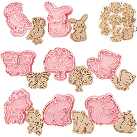 Set of 8 3D Plastic Cookie Cutters, Animal Cookie Mould for Pastry Decorating Fondant Biscuit Cake (1/5)