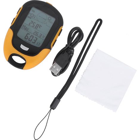 FR500 Altimètre Baromètre Thermomètre Hygromètre Boussole Multifonction pour Voiture Extérieur (1/5)