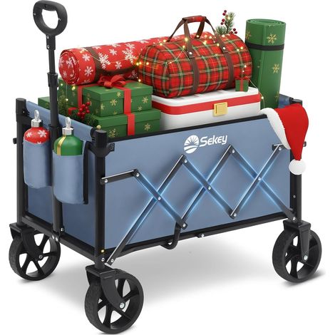 Chariot pliant 65 L / Capacité 80 kg, chariot de plage avec poignée réglable, compact et léger pour supermarché/camping Mini 4029, noir (1/5)