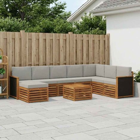 Teenpull – Outdoor-Sofagarnitur 7 Stk. Natürlich und Hellgrau (1/5)