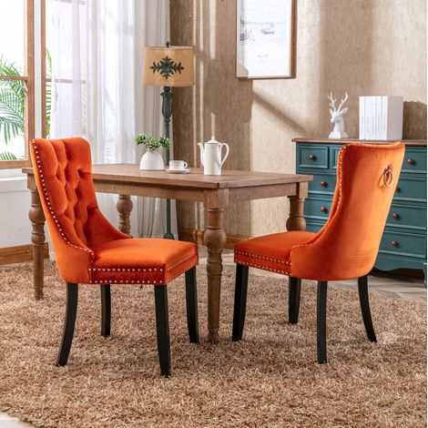 MEUBLIV Sillas de comedor 62x51x47 cm naranja, respaldo alto, pack de 2 (1/5)