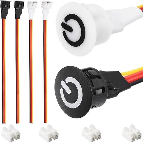 4pcs LED Touch Light Dimmer DC 5V-12V Integrated Desk Lamp Strip Brightness Controller Switch Black White Button Cap 13mm/0.51" Hole Dimmer (1/4)