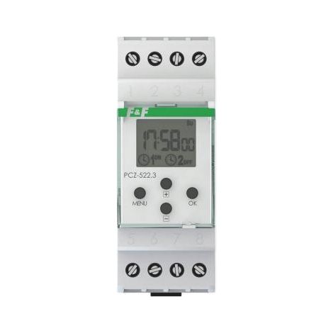 horloge programmable, 2x 1C/O, 16A, 24/264V AC/DC, 2 modules / PCZ-522 (1/2)
