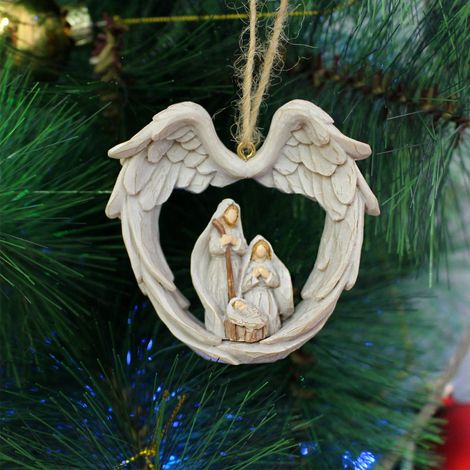 Décoration Hanging Resin Artisanale - Ornement Familial Ailes - Modèle Classique, 57g, 6.6cm