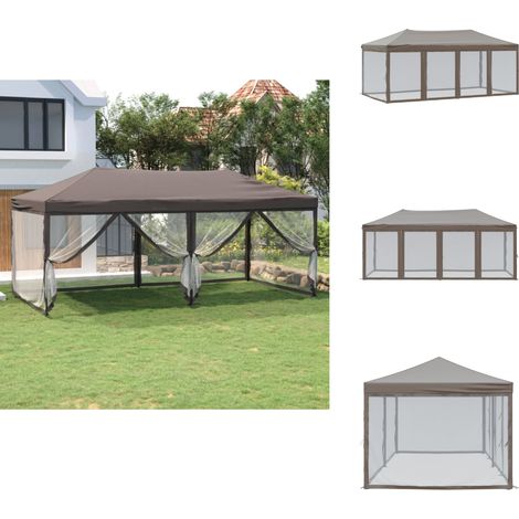 Tente de réception pliable avec parois Taupe 3x6 m - Tents De Jardin - Abri Jardin - Gazebo - Parasol - Chapiteau Pliables (1/5)