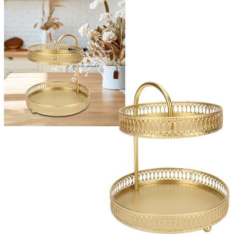 Soporte para cupcakes de doble capa y gran capacidad, color dorado, ideal para cocinas y eventos. (1/5)