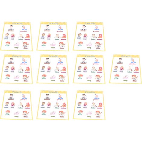 Lot de 10 affiches murales plastifiées représentant les membres de la famille, à visée éducative pour l'école à la maison ou en maternelle. (1/5)