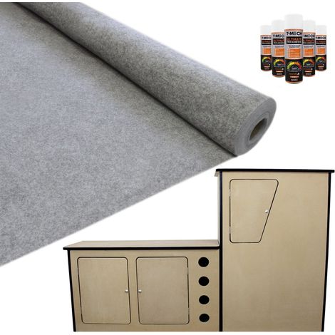 11m² Doublure Intérieure Feutre Gris Foncé & Unité de Cuisine MDF pour Campervan