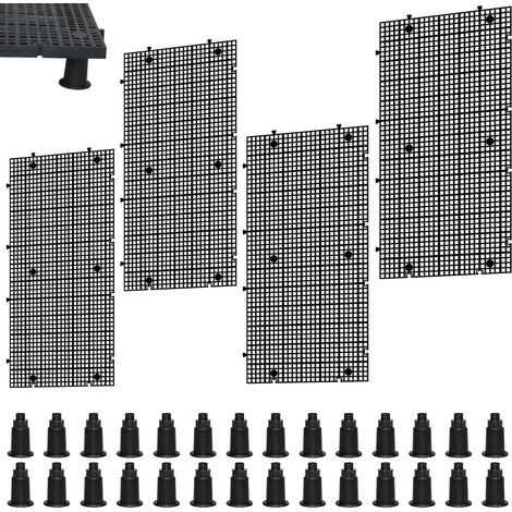 Lot de 4 cloisons de séparation pour aquarium - 30 x 15 cm - Plaque perforée en plastique noir - Avec 28 supports pour protection du sol et aquascaping (1/5)