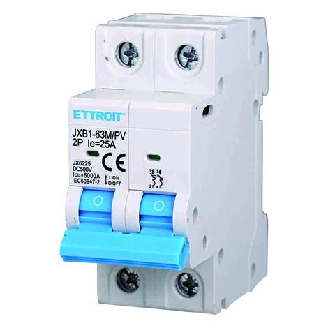 Photovoltaischer magnetischer Thermoschalter 2P DC 500V 25A 6kA belegt 2 DIN-Module Ettroit JX6225